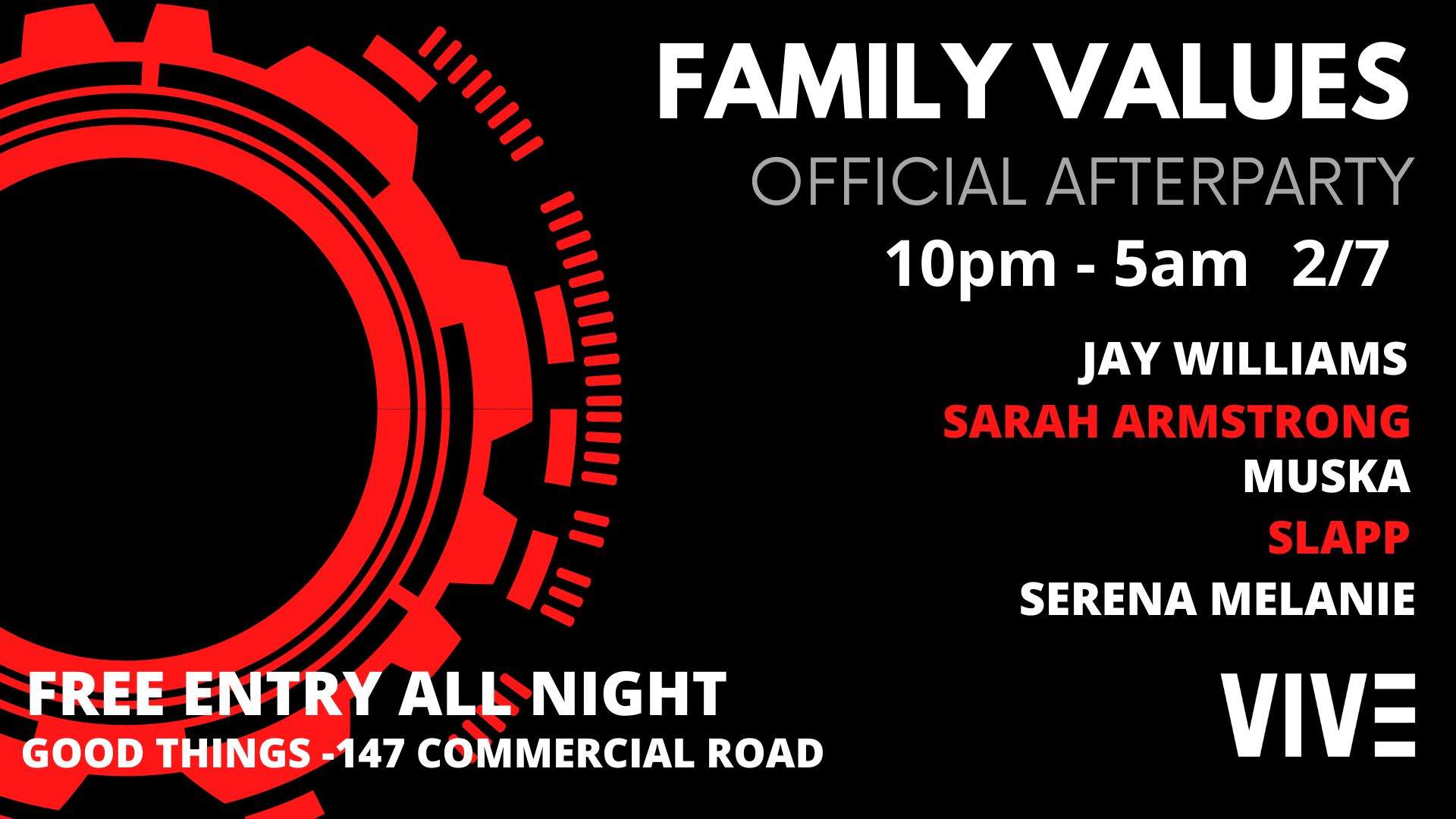 VIVE - FAMILY VALUES - OFFICIAL AFTER PARTY - フライヤー表