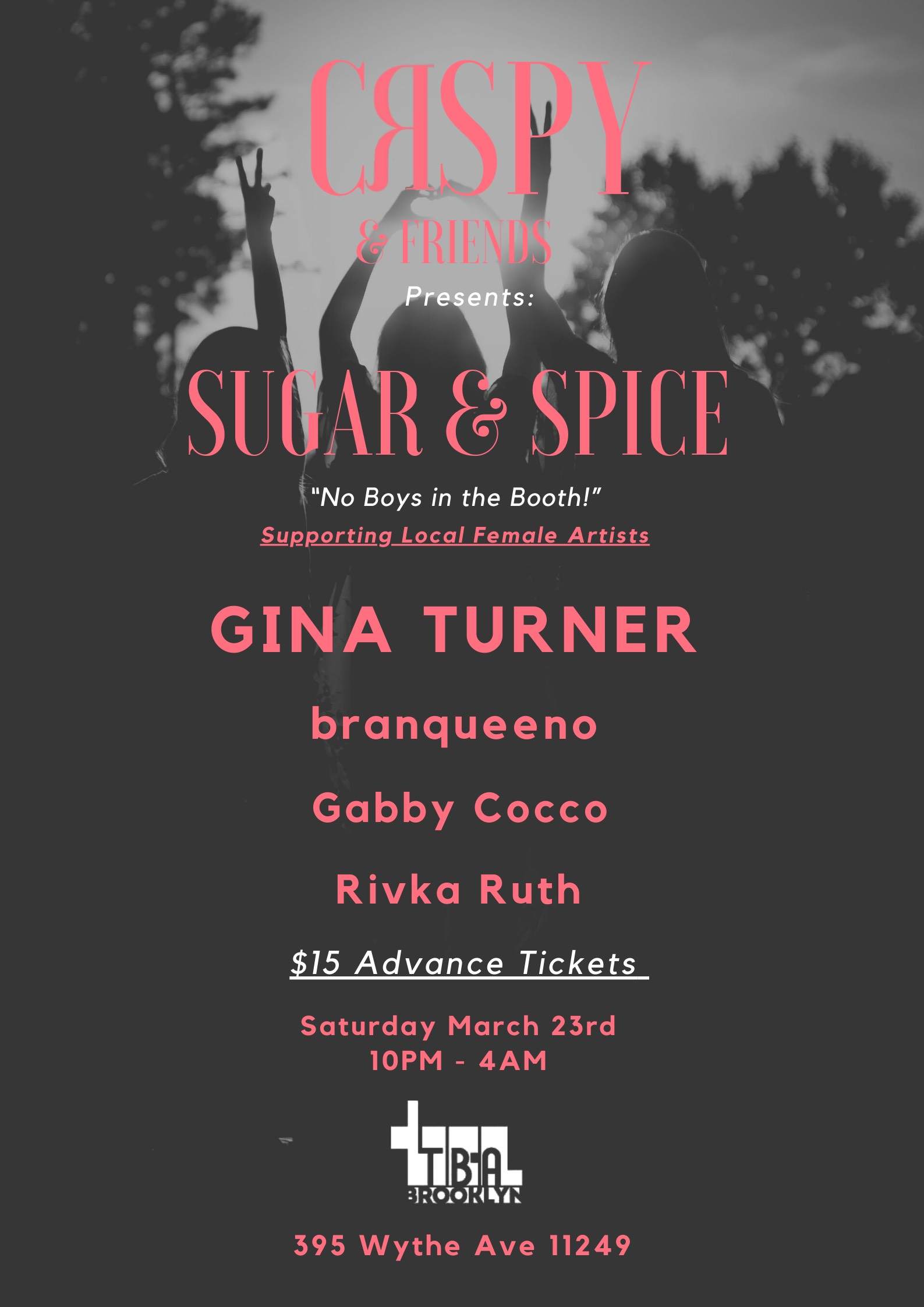 Sugar & Spice: Gina Turner, branqueeno, gabby cocco, Rivka Ruth - フライヤー表