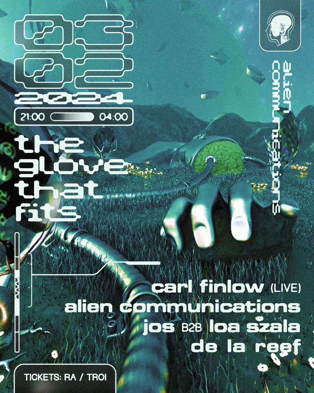 AC: Carl Finlow (live), Alien Communications, Jos b2b Loa Szala & De La Reef - Página frontal