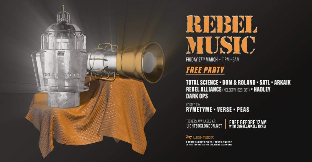 Rebel Music - Free Party with Total Science, Dom & Roland, Satl More - フライヤー表