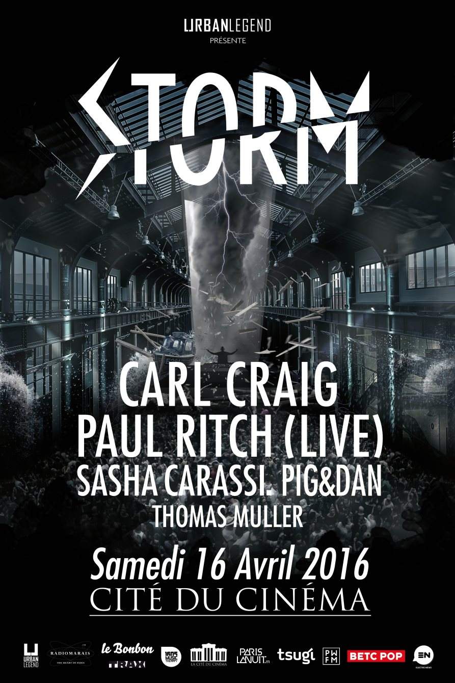 Storm #1 - Carl Craig, Paul Ritch (Live), Sasha Carassi, Pig&dan & Thomas Muller - フライヤー表