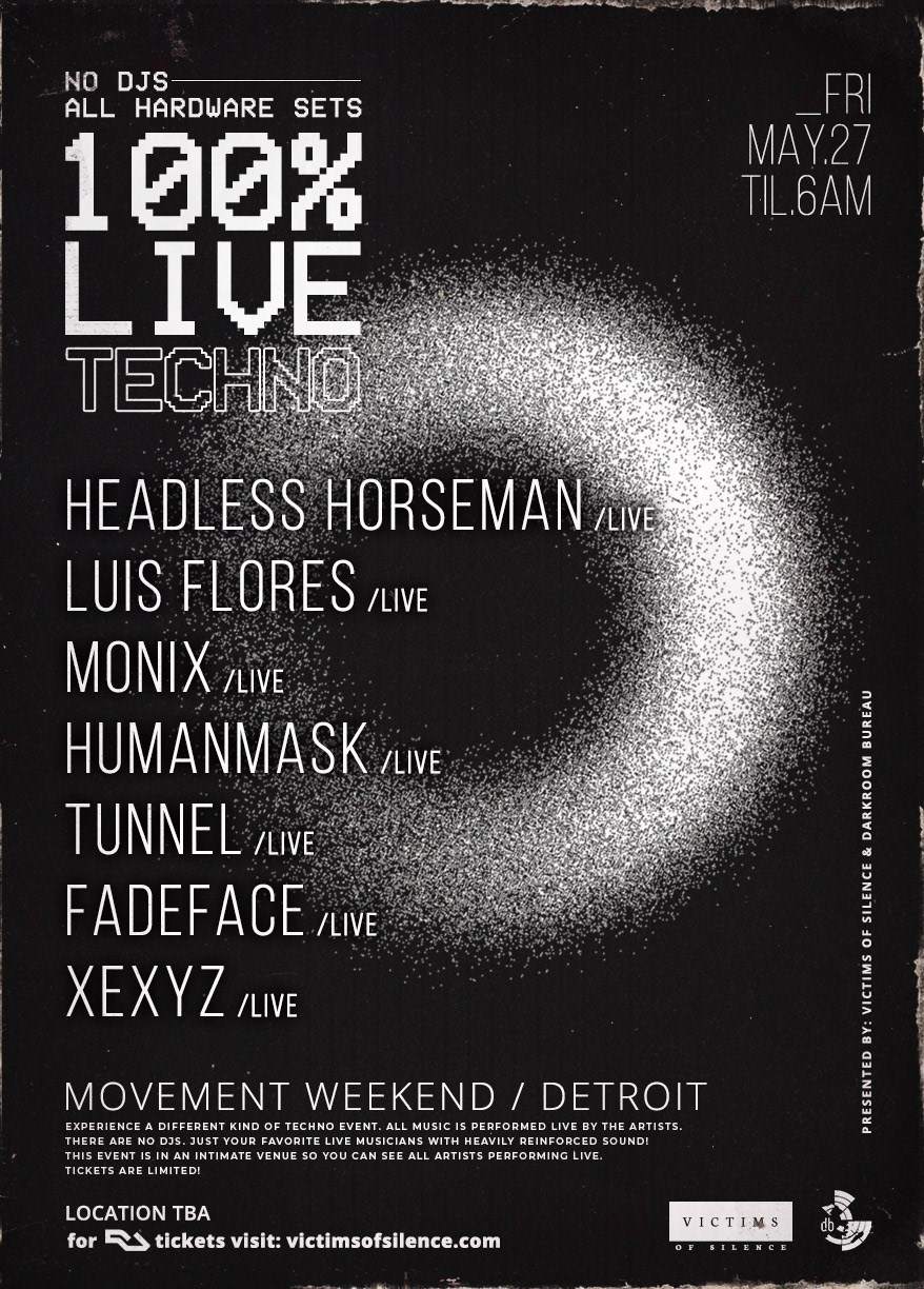 100% Live Techno / Opening Party / Movement Weekend at TBA, Detroit