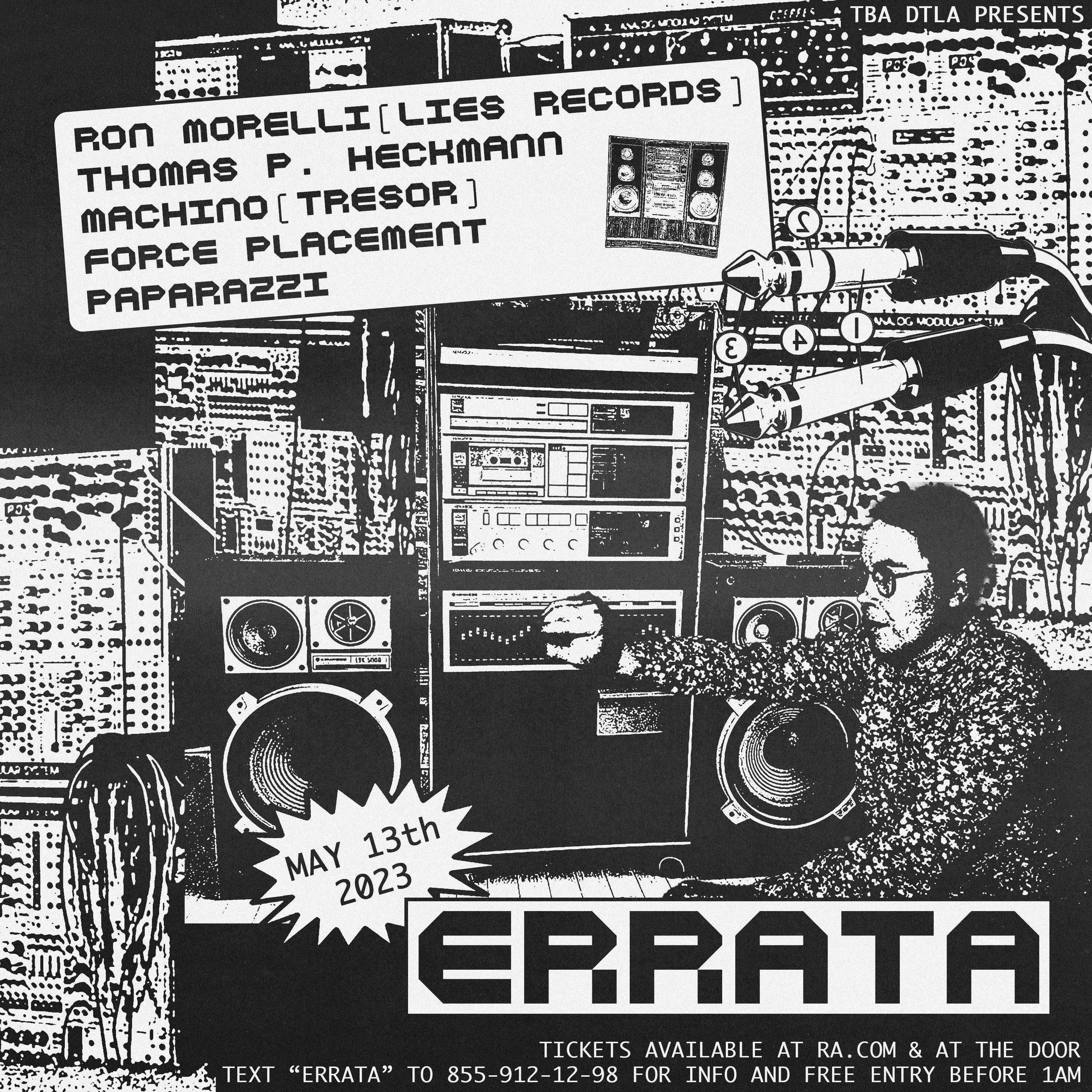 ERRATA presents: Ron Morelli, Thomas P Heckmann & Machino - Página frontal