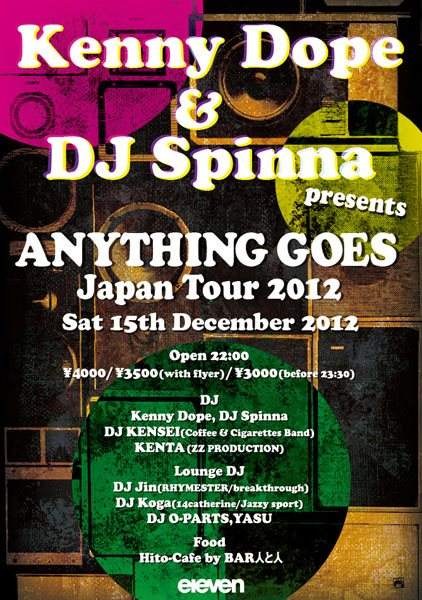 Kenny Dope & DJ Spinna present Anything Goes Tour in Japan 2012 - フライヤー表
