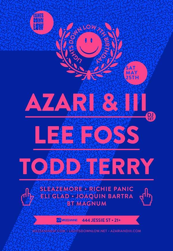 Lights Down Low 7th Birthday with Azari & III, Lee Foss and Todd Terry - Página frontal