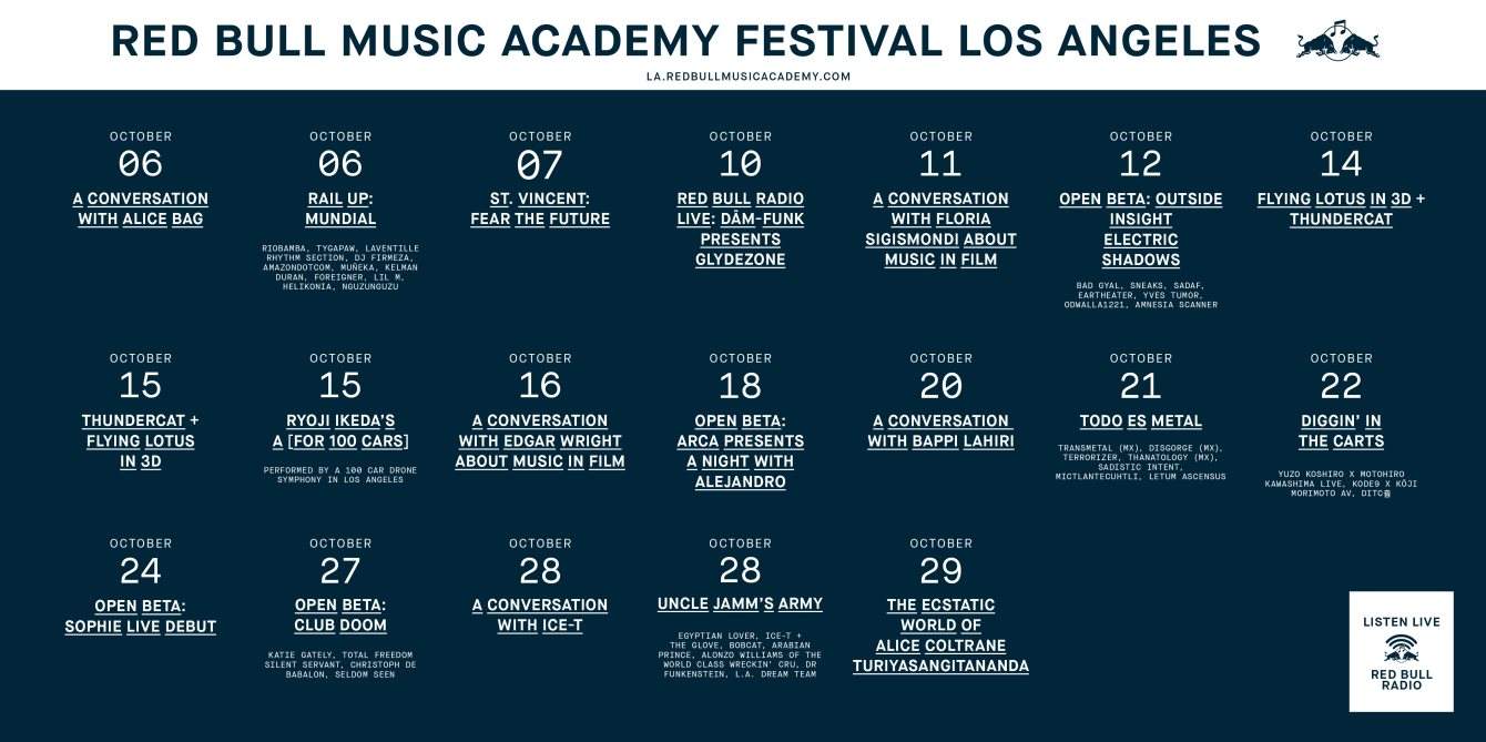 Red Bull Music Academy Festival Los Angeles - フライヤー表