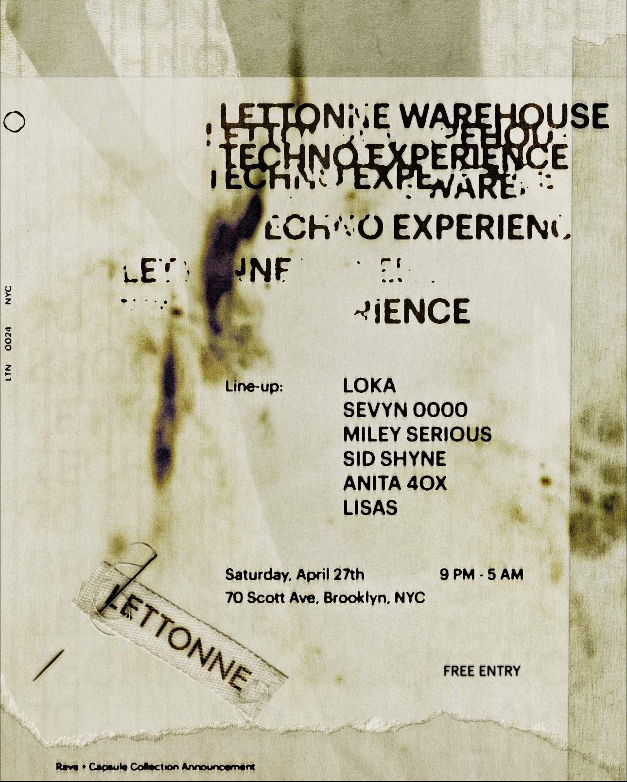 LETTONNE WAREHOUSE: TECHNO EXPERIENCE (ACT 2) - フライヤー表