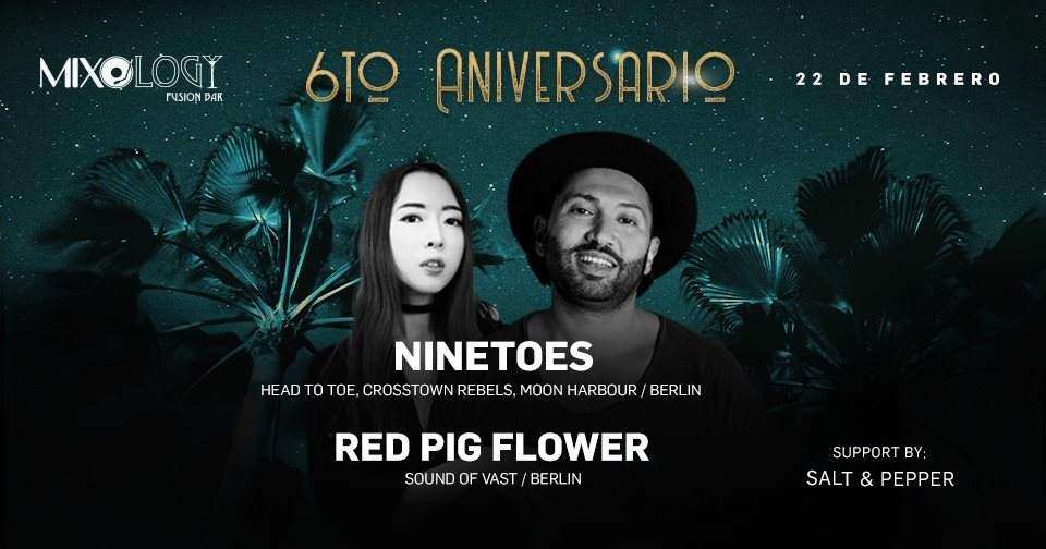 6to Aniversario Mixology Fusion Bar: Ninetoes Red Pig Flower - Página frontal
