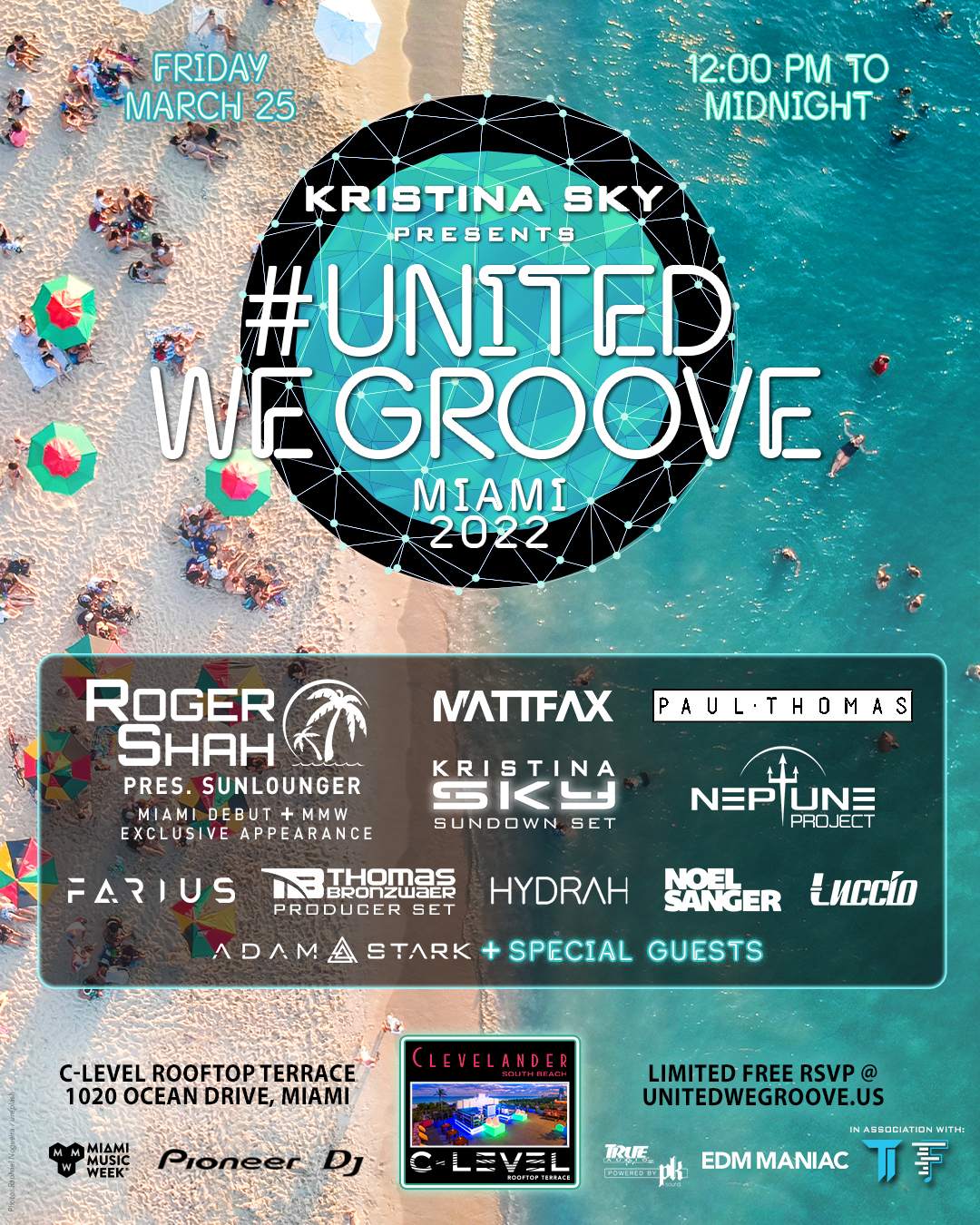 Kristina Sky presents United We Groove Miami 2022 - フライヤー表