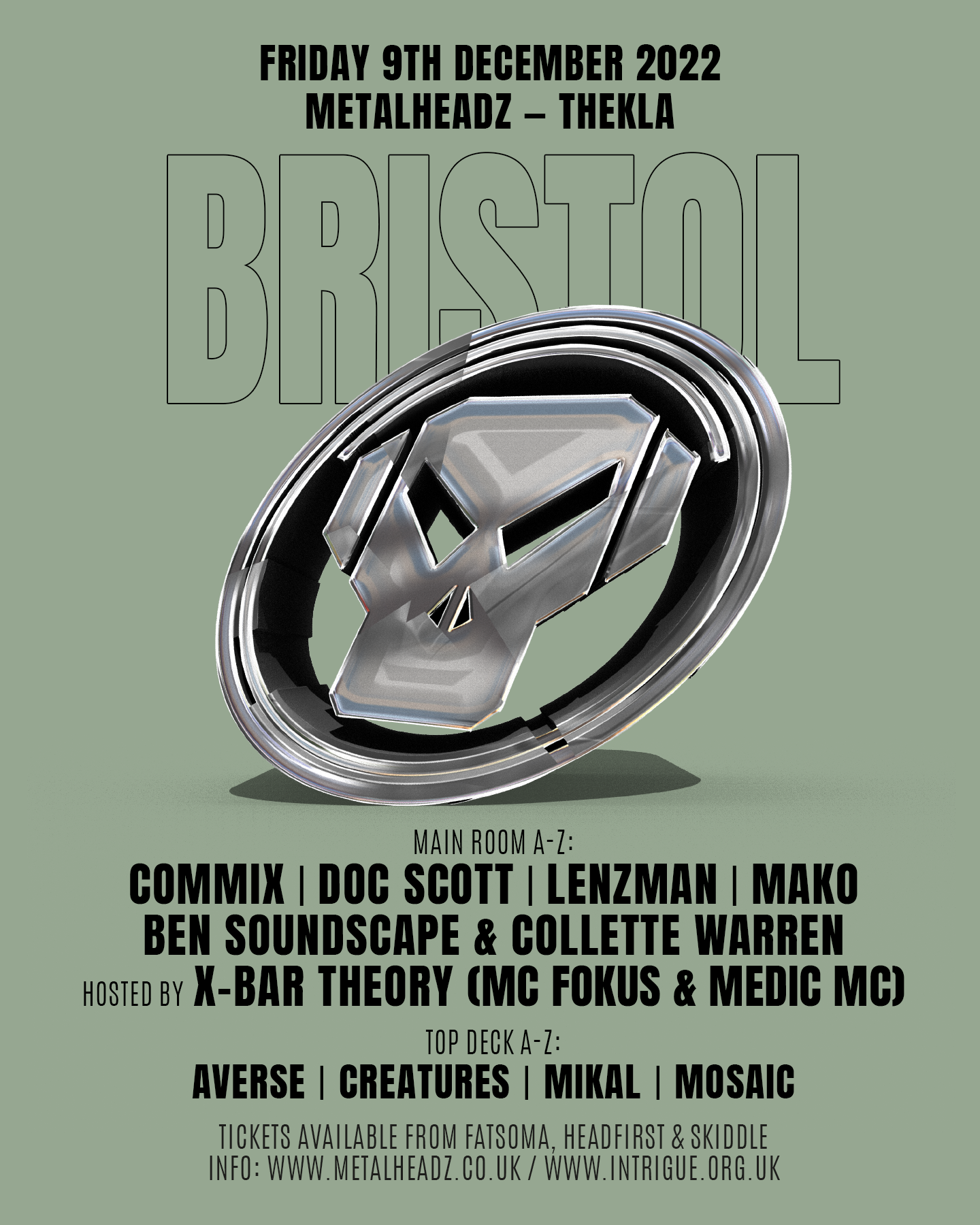 Metalheadz Bristol - Lenzman, Doc Scott, Commix - フライヤー表