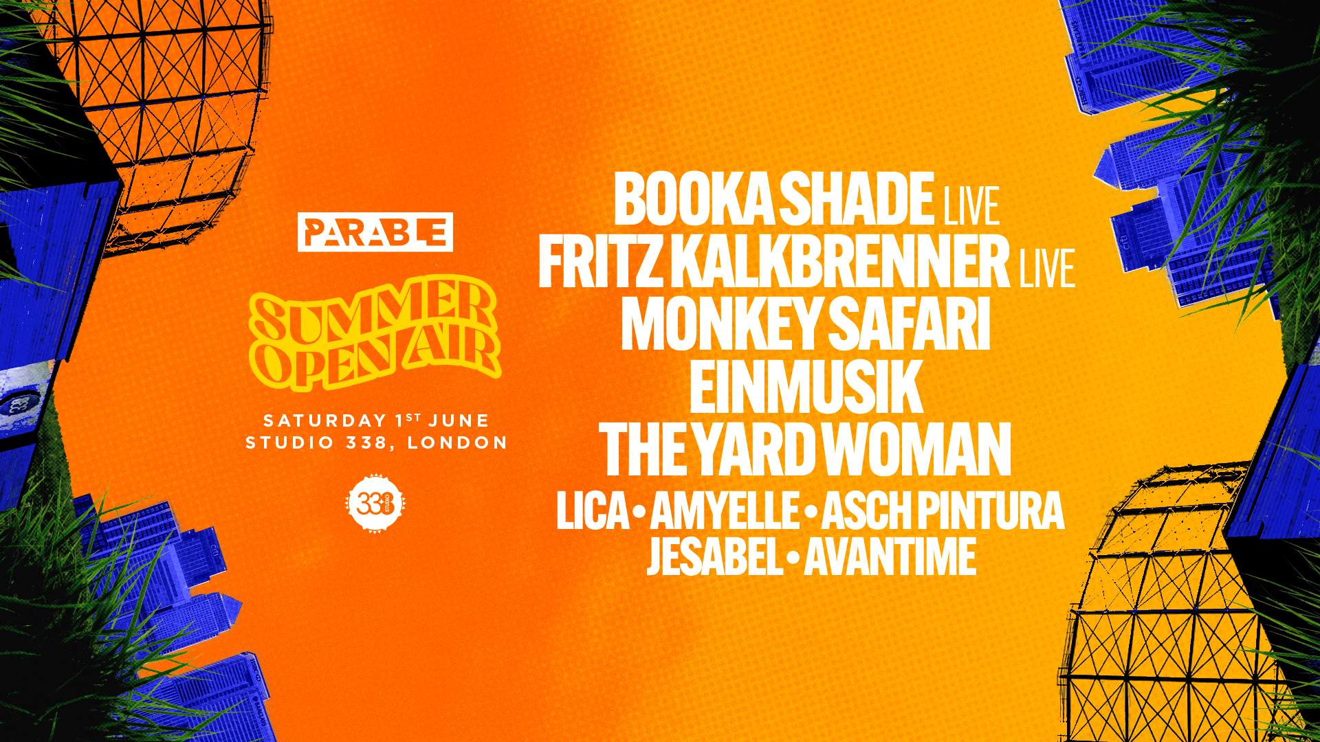 Parable summer open air: Booka Shade, Fritz Kalkbrenner, Monkey Safari, Einmusik - Página frontal