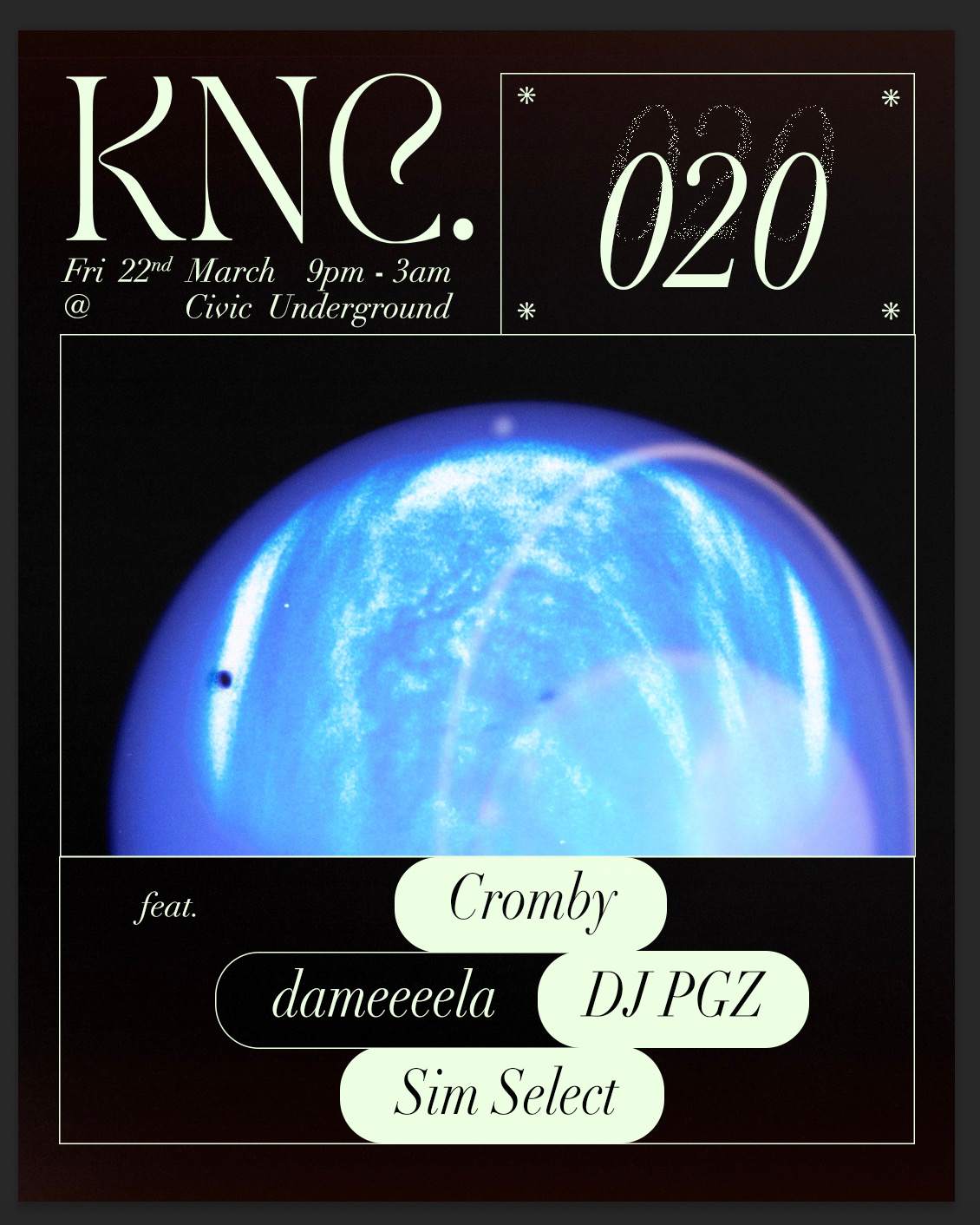 KNC. 020 with Cromby, dameeeela, dj pgz - フライヤー裏