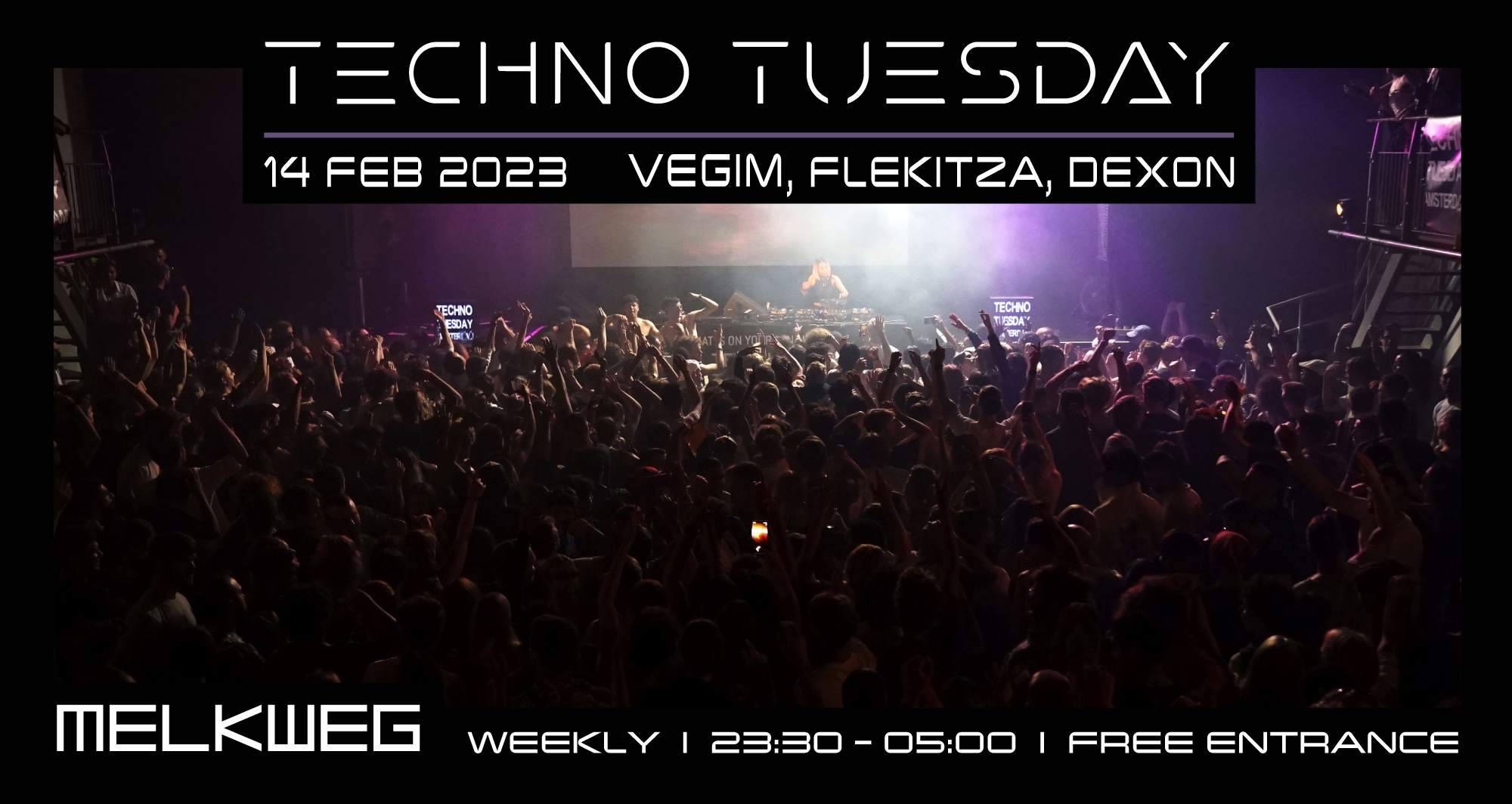 Techno Tuesday Amsterdam - Vegim, Flekitza, Dexon - フライヤー表