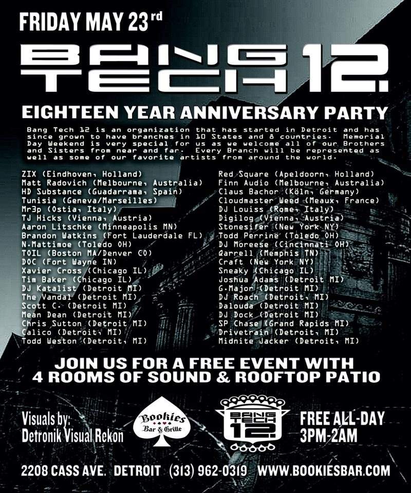 Bang Tech 12 18th Anniversary Party:Detroit - Página frontal