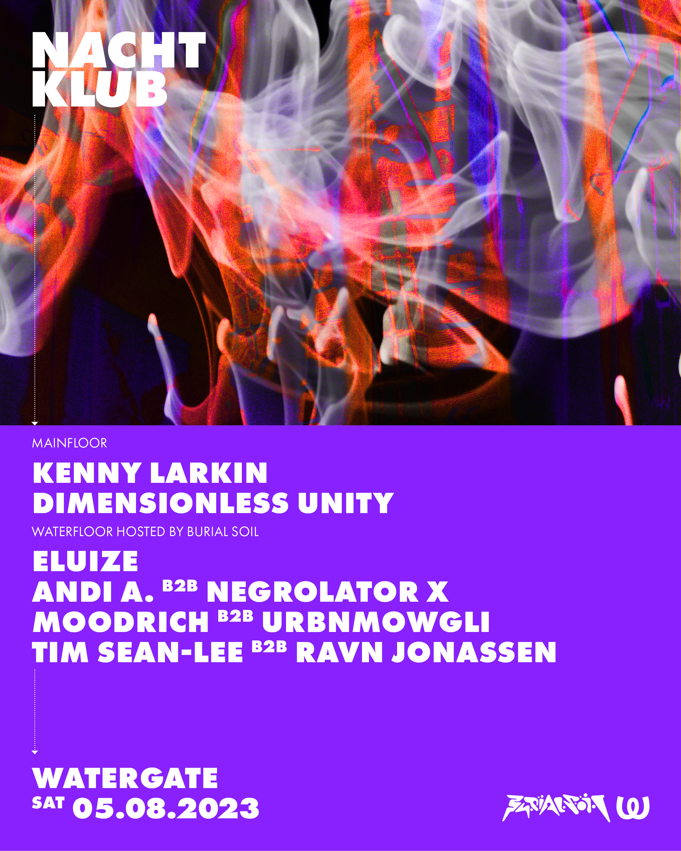Nachtklub: Kenny Larkin, Dimensionless Unity, Eluize, Burial Soil - フライヤー裏