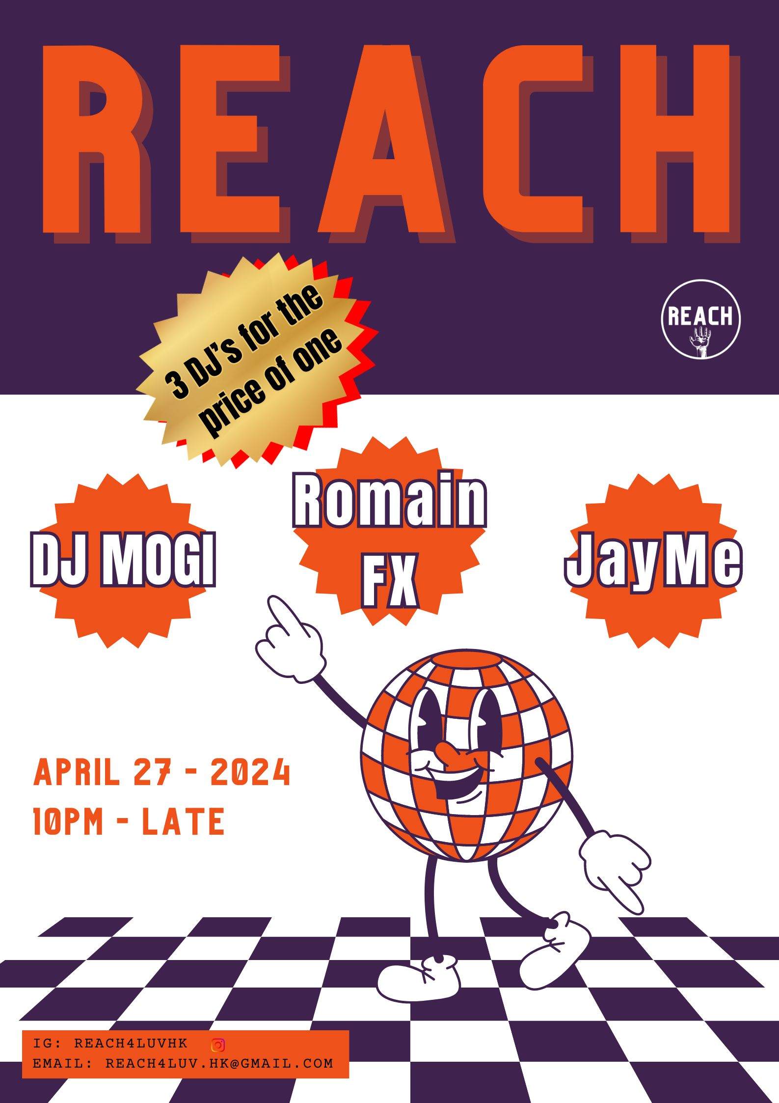 REACH  presents  DJ MOGI, Romain FX & JayMe - フライヤー表
