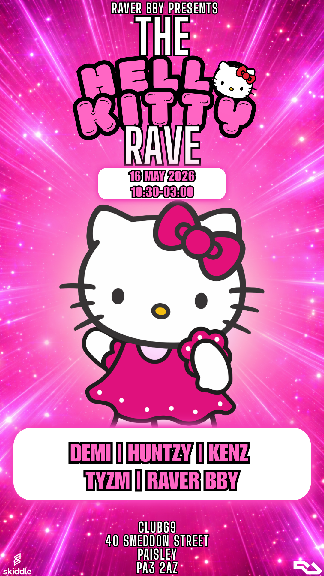 Raverbby presents: The Hello Kitty Rave at Club 69, Glasgow