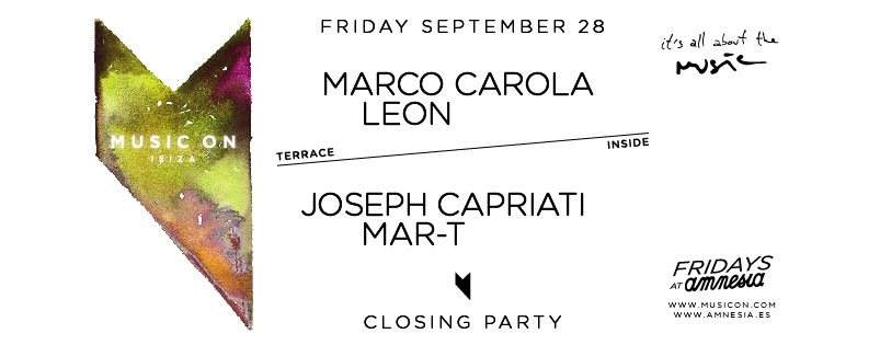 Marco Carola presents... Music On Ibiza Closing Party - フライヤー表