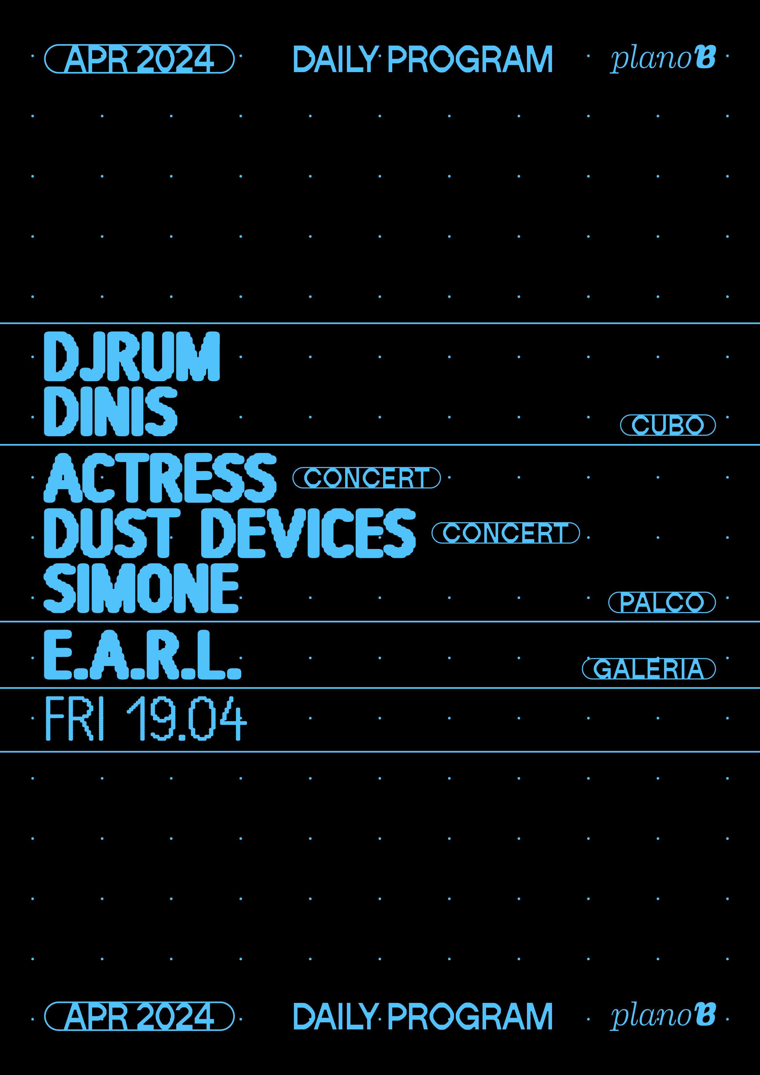 DjRUM + Dinis + Concert: Actress - Página frontal