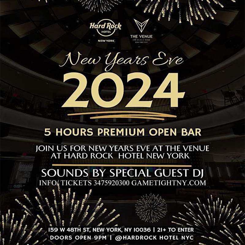 HARD ROCK CAFE TIMES SQUARE NYC New Year's Eve party 2024 at Hard Rock  Times Square, New York