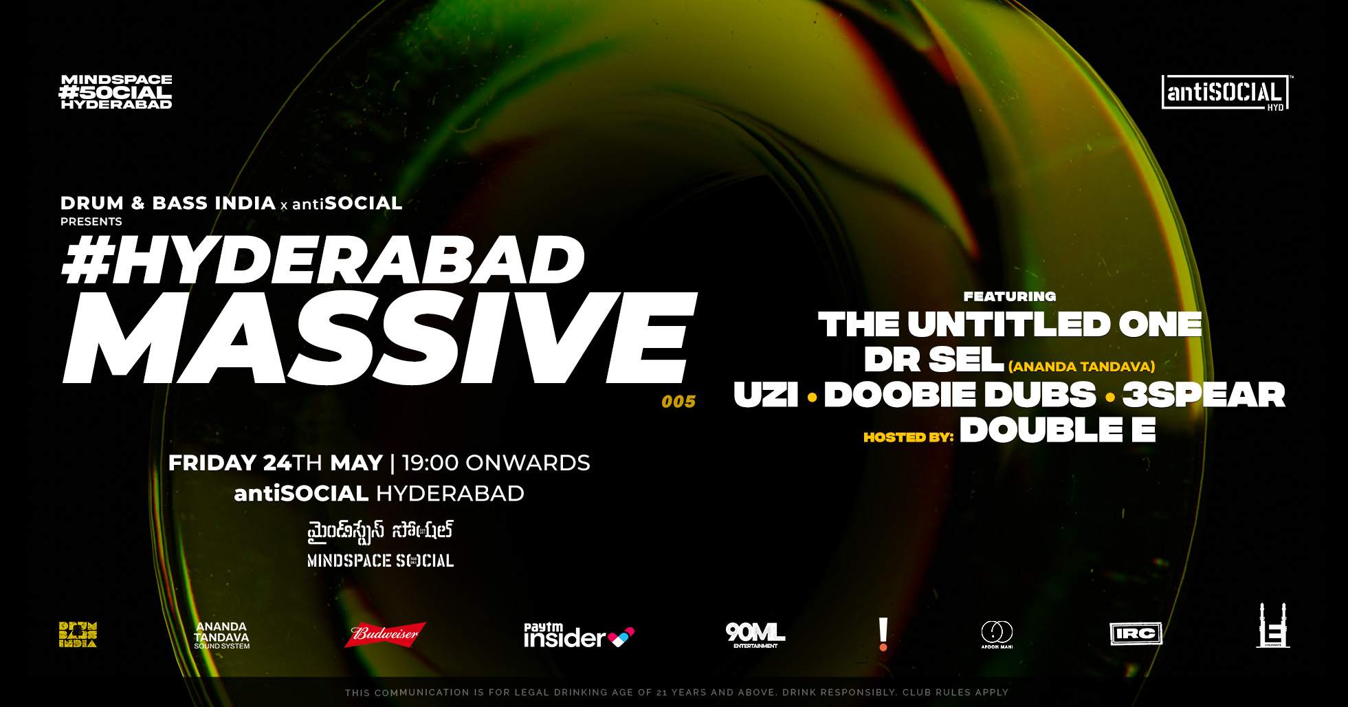 DnBIndia presents - #HyderabadMassive 005 at antiSOCIAL [HYD] - フライヤー表
