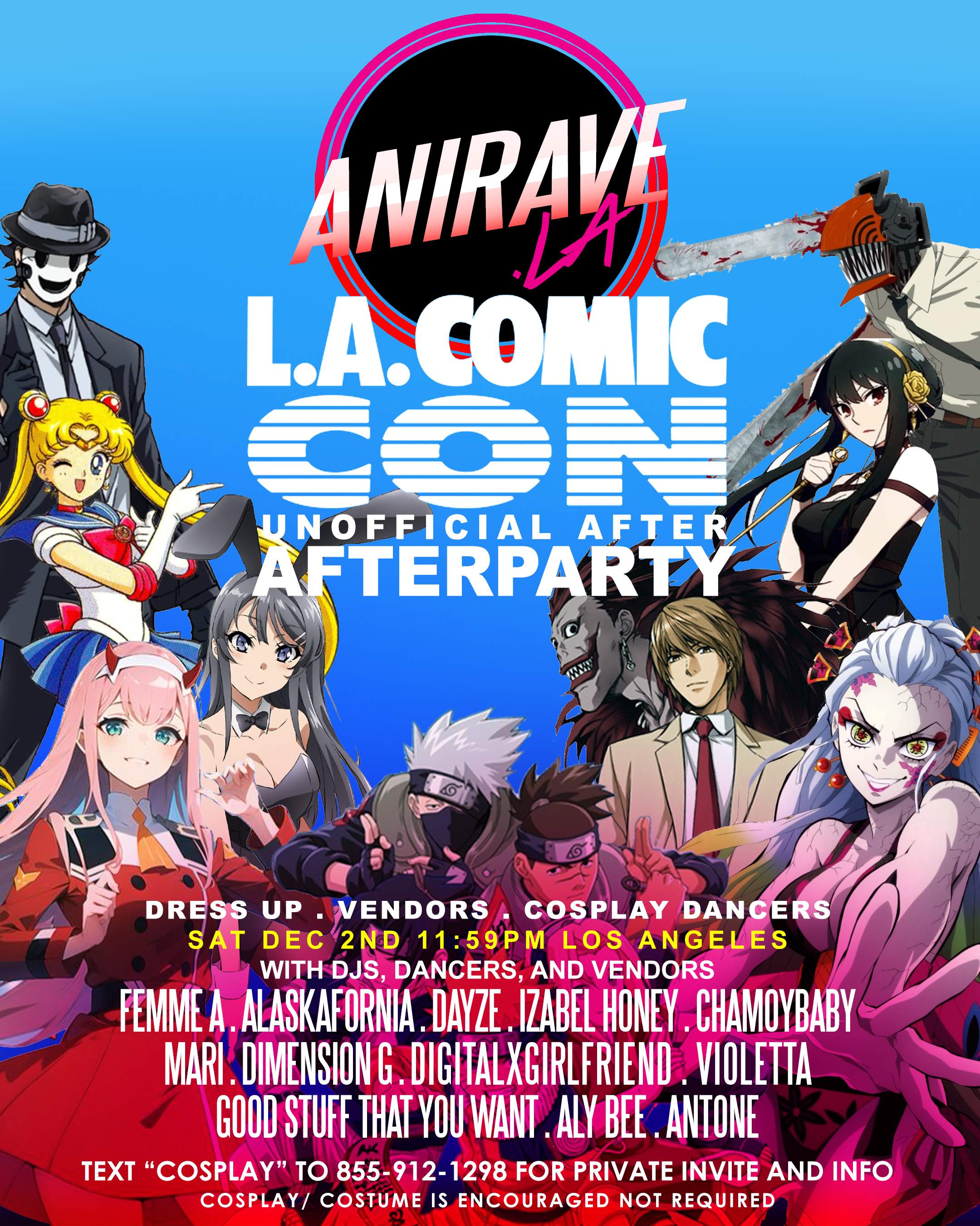 ANIRAVE THE LA COMIC CON COSPLAY AFTERPARTY at TBA, Los Angeles