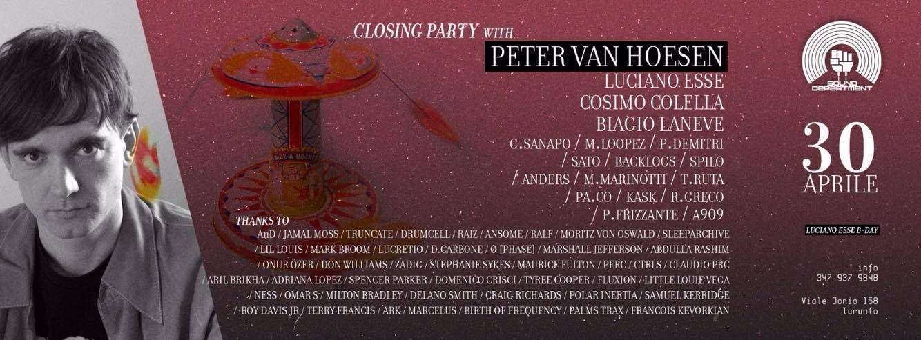 Closing Party with Peter Van Hoesen - フライヤー表