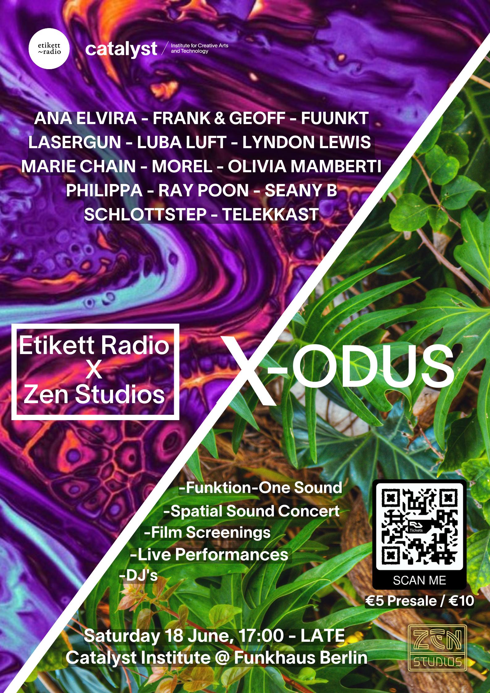 Etikett Radio & Zen Studios present: X-Odus - フライヤー表