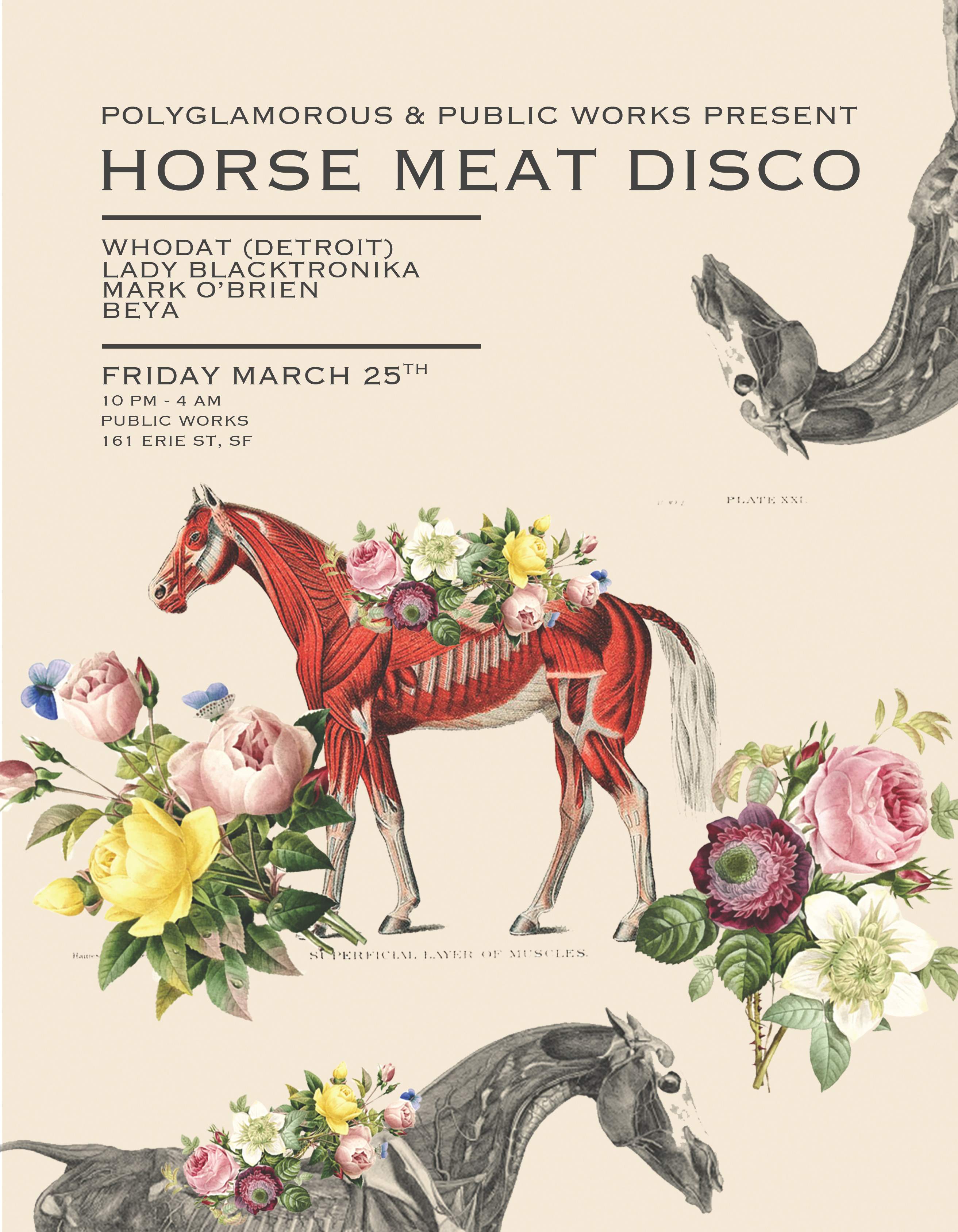Horse Meat Disco - Polyglamorous & Public Works present - Página frontal
