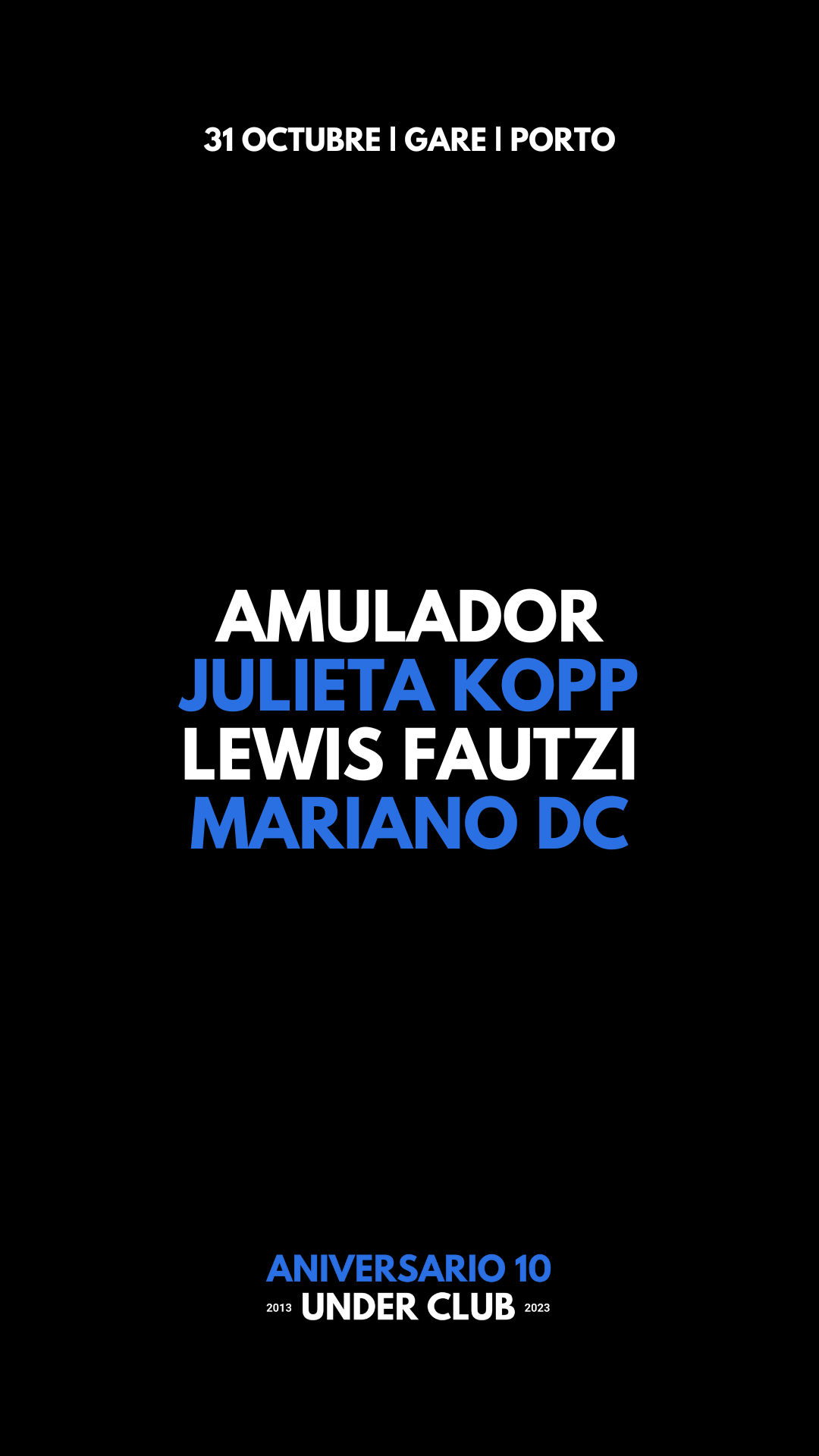 Under Club 10º Aniversário - Amulador + Julieta Kopp + Lewis Fautzi + Mariano DC - Página frontal