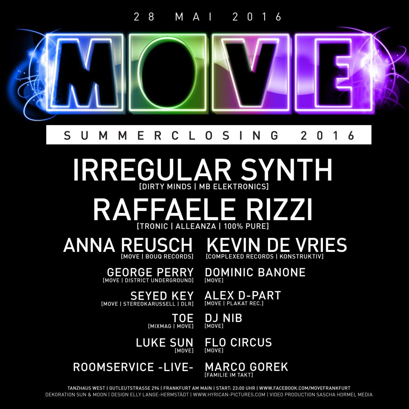 Move - Summer Closing with Irregular Synth, Raffaele Rizzi, Anna Reusch & Kevin de Vries - フライヤー裏