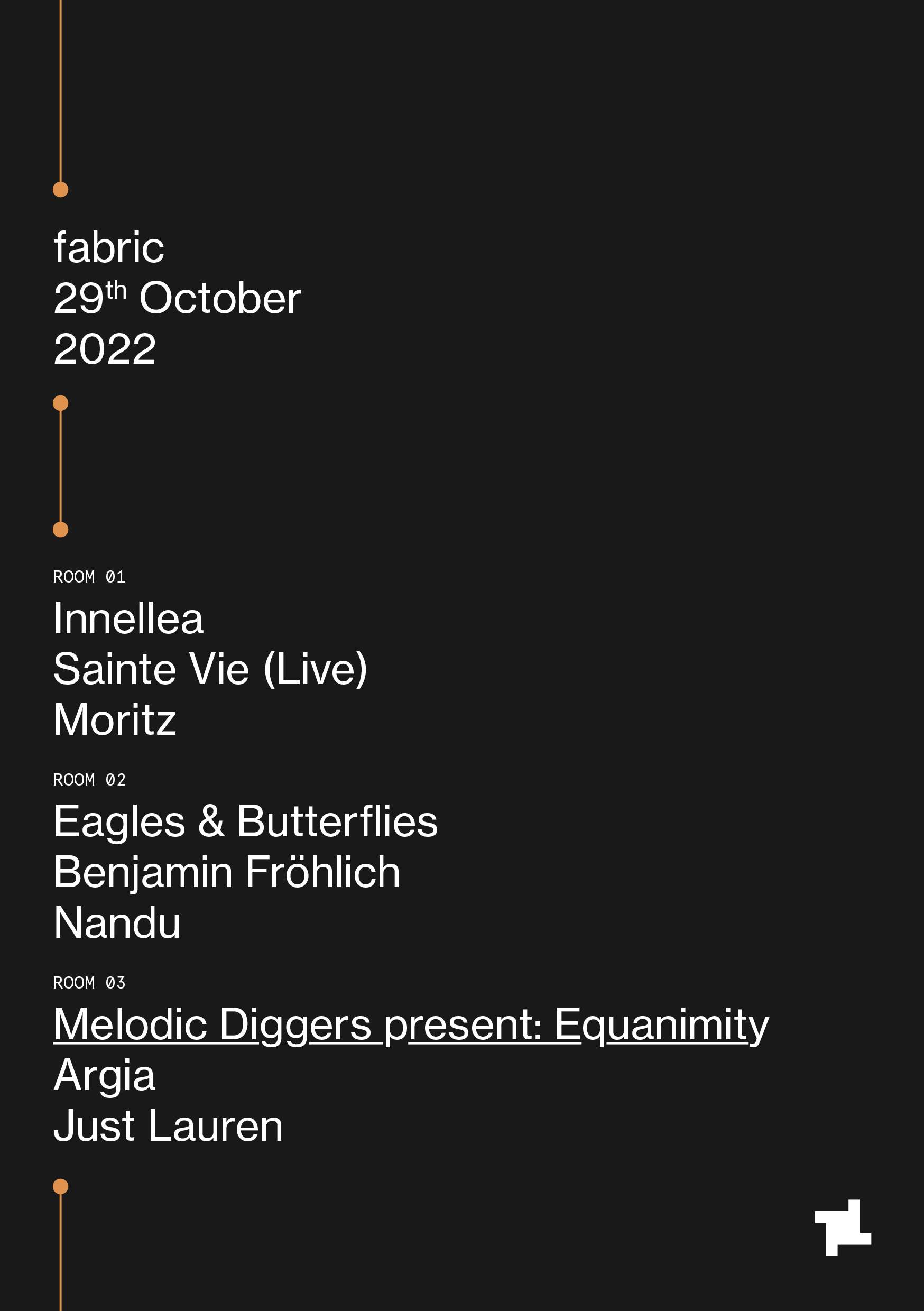 fabric: Innellea, Eagles & Butterflies, Sainte Vie (Live), Benjamin Fröhlich, Moritz & more - フライヤー表