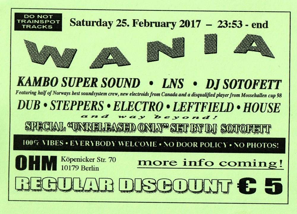 Wania Mix: LNS, Kambo Super Sound & DJ Sotofett - フライヤー裏
