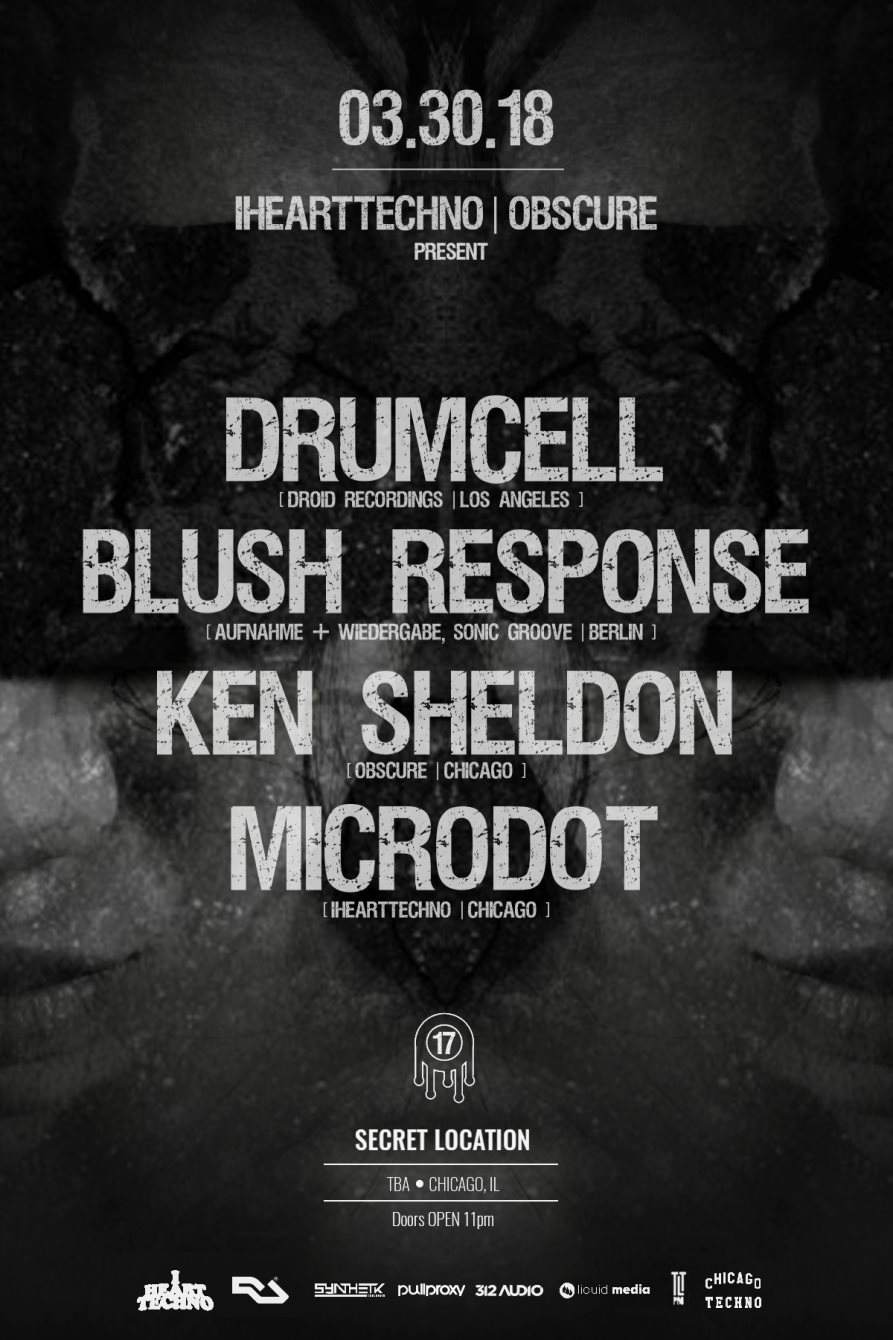 Obscure 017 x IHeartTechno: Drumcell & Blush Response - フライヤー表