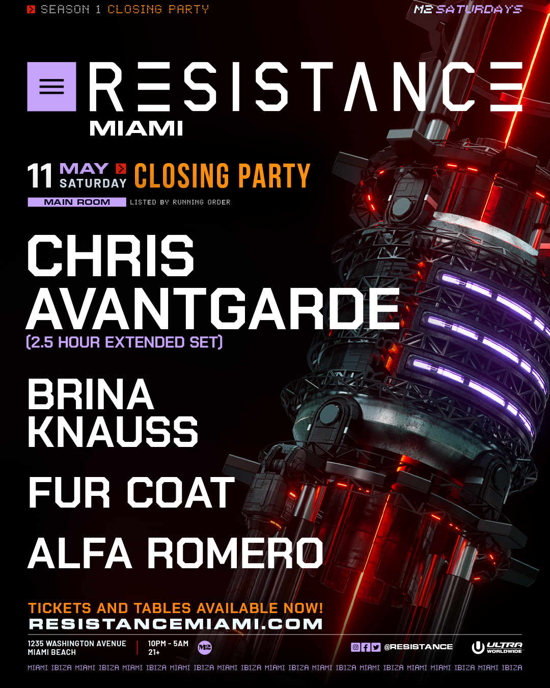 Chris Avantgarde - Resistance Miami Season 1 Closing Party - フライヤー表