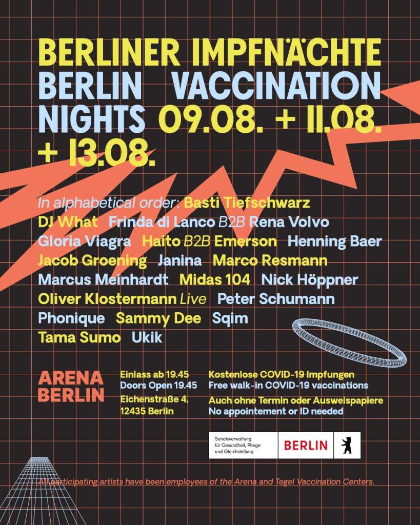 Berliner Impfnächte - Berlin Vaccination Nights - フライヤー表