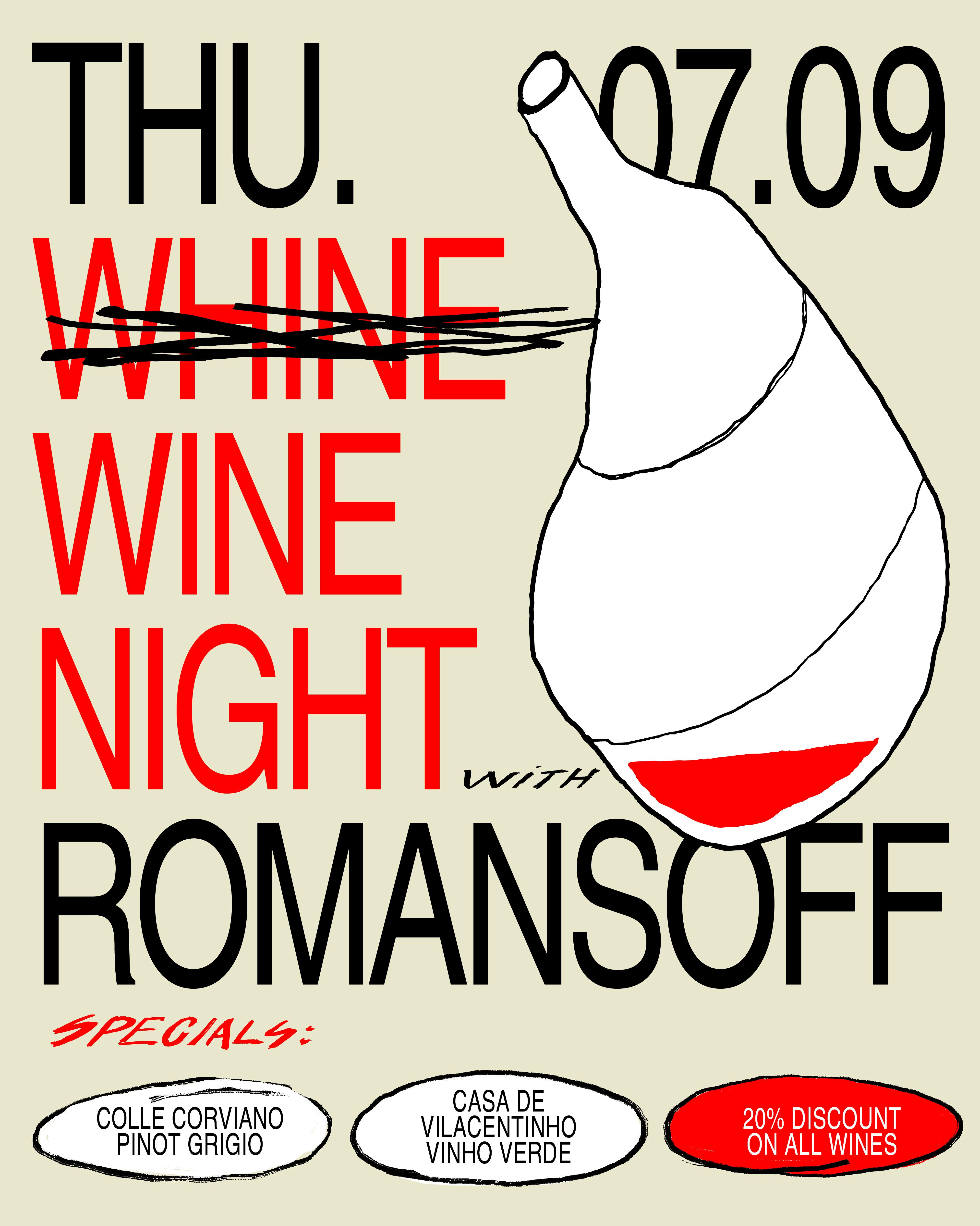PW Wine Night • Romansoff - Página frontal