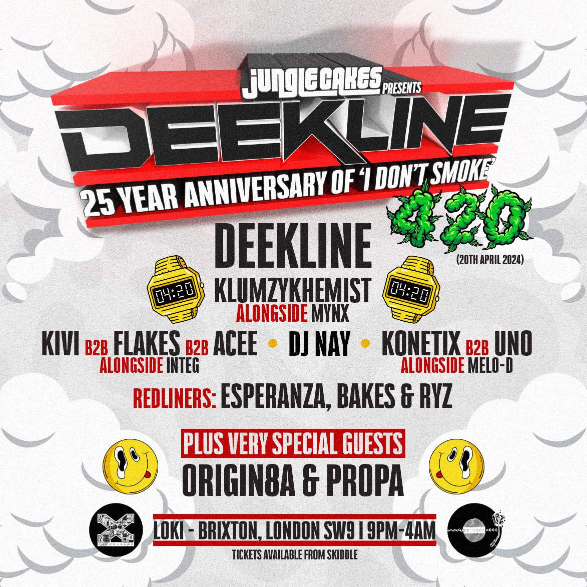 Hotcakes presents: Deekline (25 years of 'I Don't Smoke') - フライヤー表