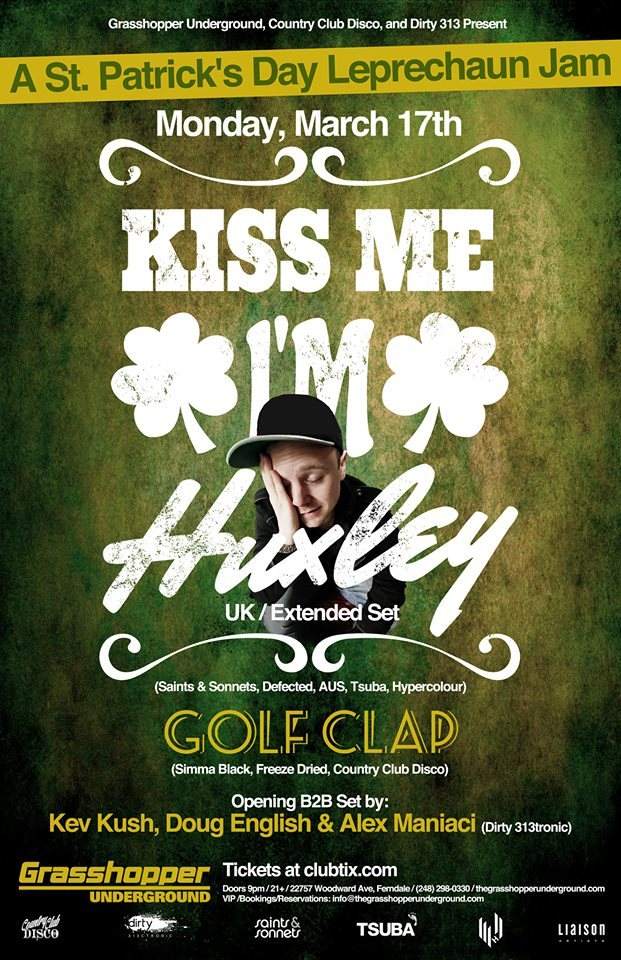 Huxley & Golf Clap - St. Patrick's Day Party - フライヤー表