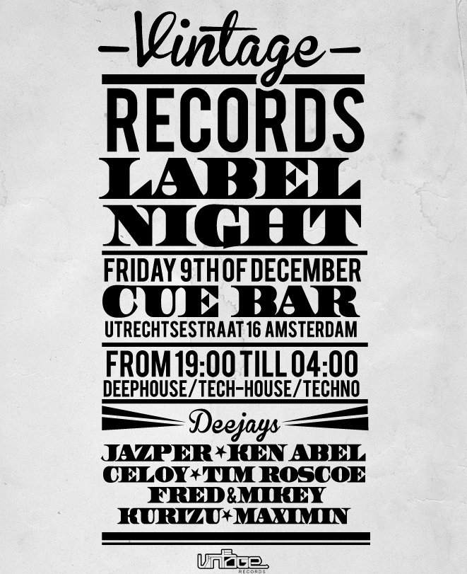 Vintage Records Label Night - フライヤー表