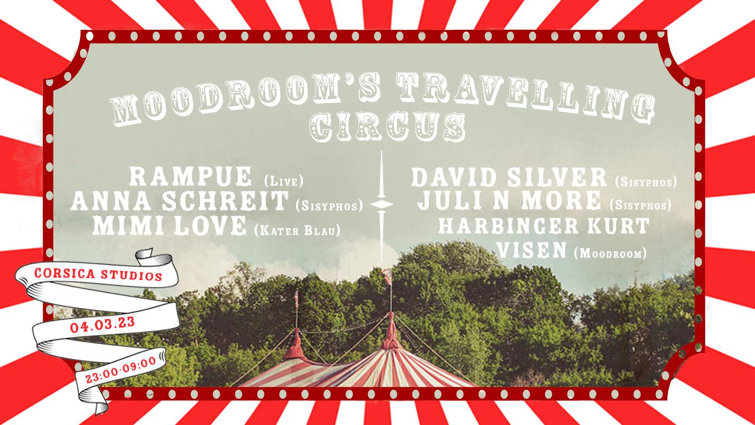 Moodroom Circus (9am cls): Sisyphos Berlin Residents, Rampue, Mimi Love & More - フライヤー表
