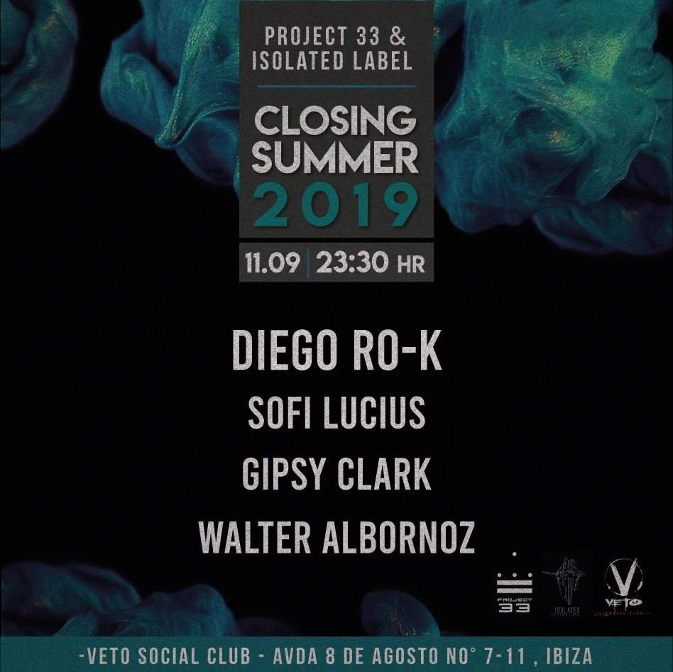Project33 Pres. Ibiza Closing Summer Sofi Lucius / Gipsy Clark / Walter Albornoz & Guest Diego - Página frontal