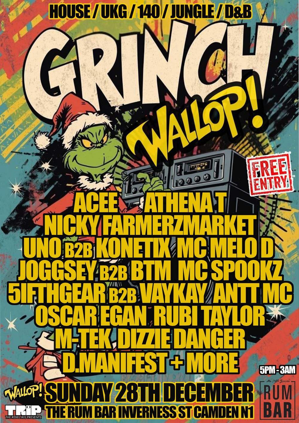 Wallop! Grinchy Chrimbo Sesh at TBA - The Rum Bar, 6 Inverness St ...