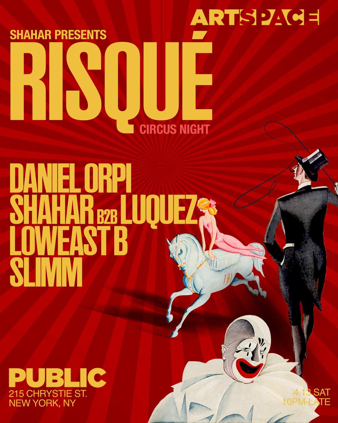 Shahar presents Risqué circus night W Daniel Orpi - Página frontal