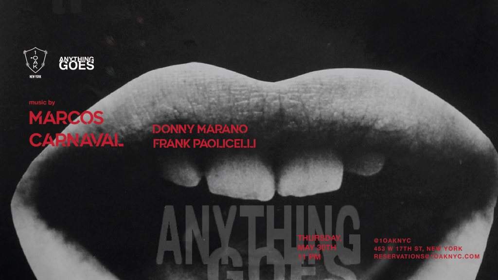 Anything Goes: Marcos Carnaval, Donny Marano & Frank Paolicelli - フライヤー表