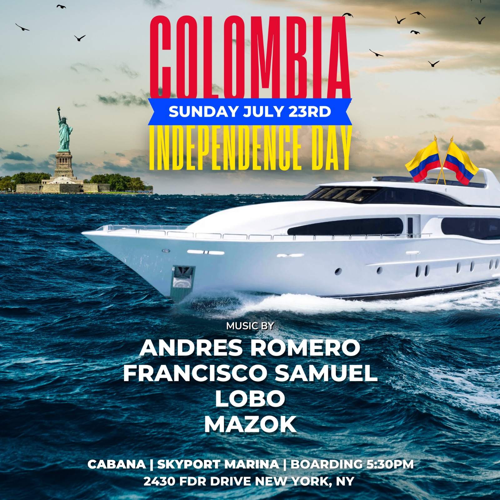 Colombian Independence Sunset Yacht - ANDRES ROMERO n More - Página trasera