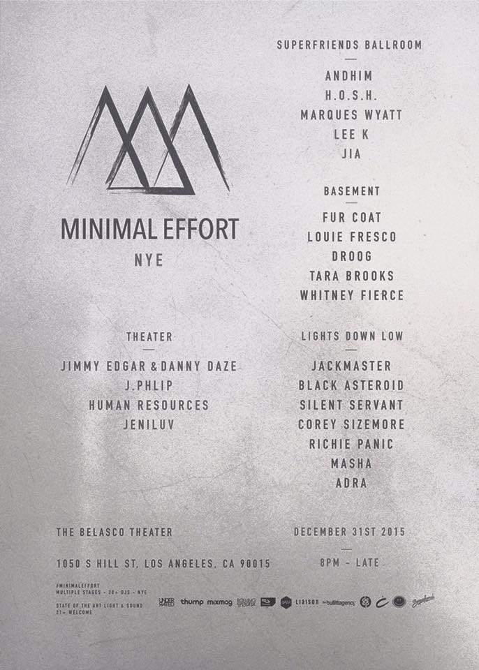 Minimal Effort: Recovery Party NYD with Carl Craig, Audiofly & Dance Spirit - フライヤー裏