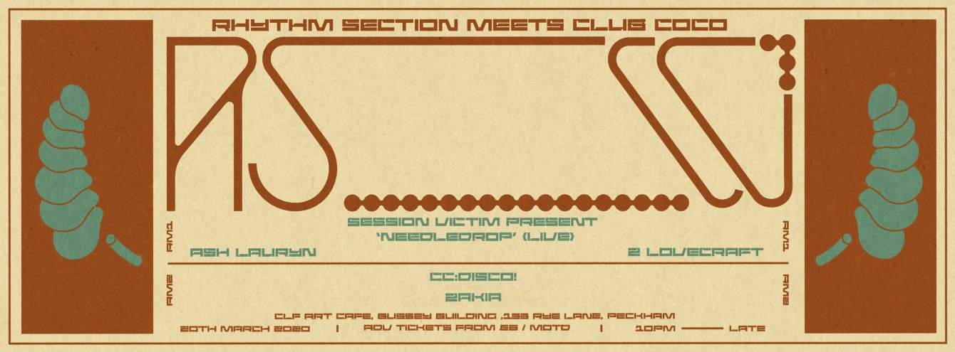 Cancelled: Rhythm Section x Club Coco presents: CC:Disco, Session Victim, Ash Lauryn, Zakia - Página frontal