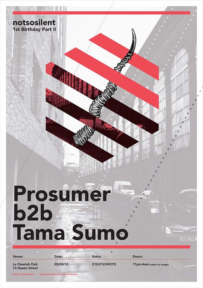 Notsosilent 1st Birthday Part II with Prosumer b2b Tama Sumo - フライヤー表