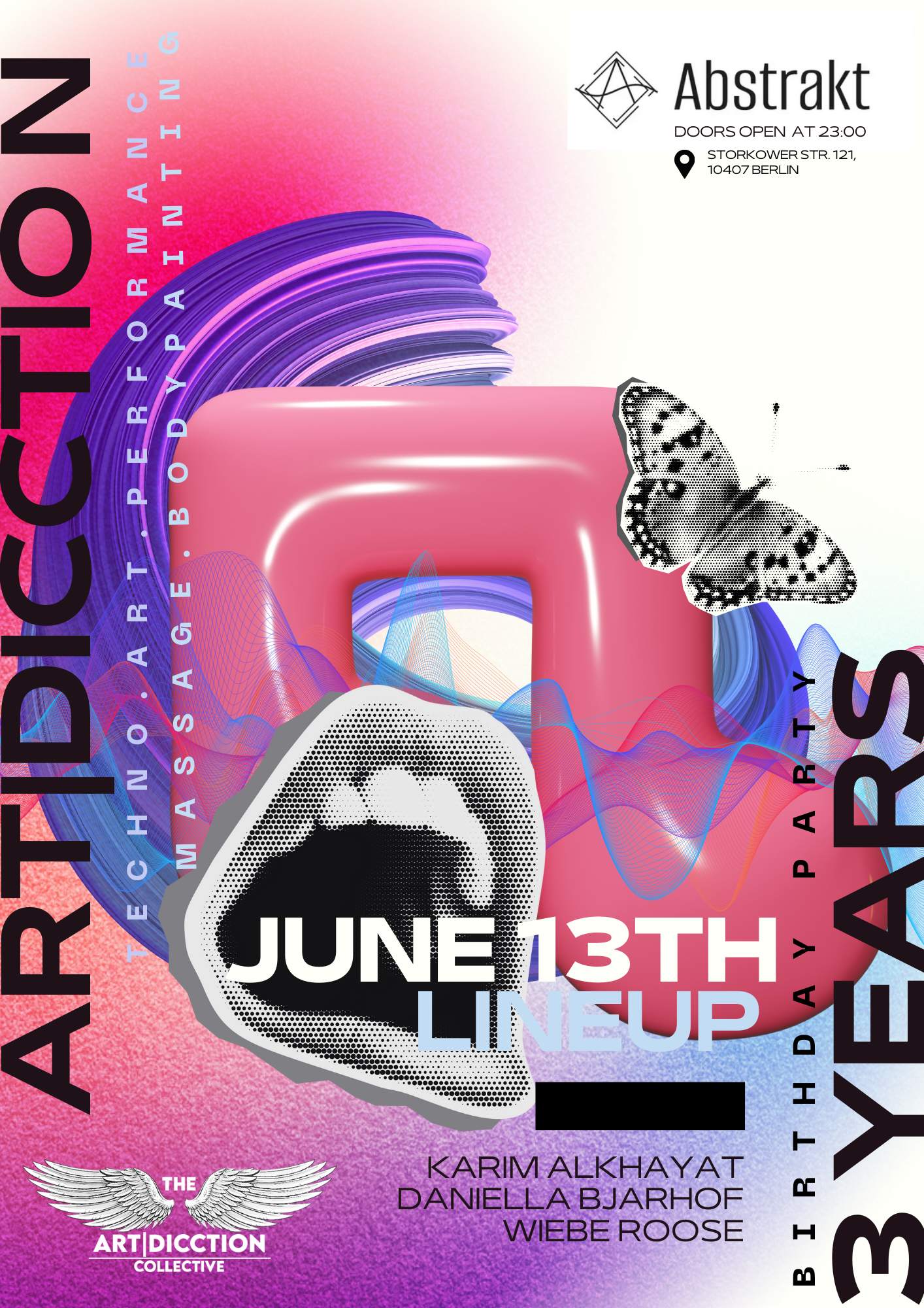 ArtIDicction: 3 Years at Abstrakt Club Berlin - フライヤー表